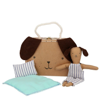 Mini Stripy Puppy Doll with Suitcase By Meri Meri